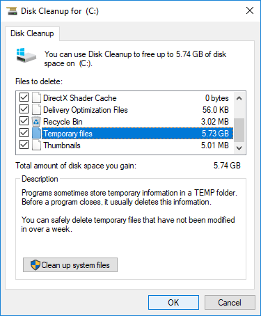 Disk cleanup