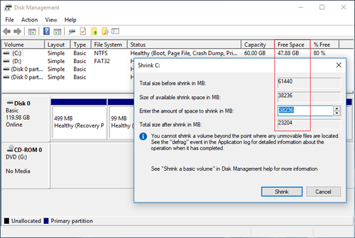 Shrink C drive