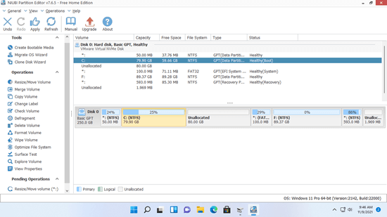 Partição EFI movida
