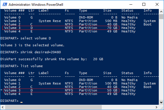 Diminuição concluída