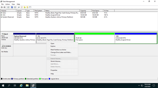 estender volume desativado