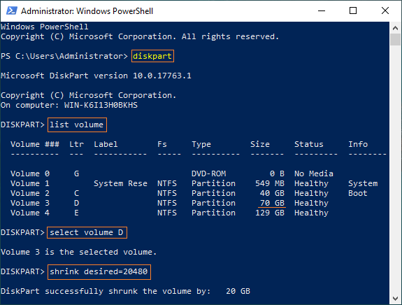 Powershell reduzir